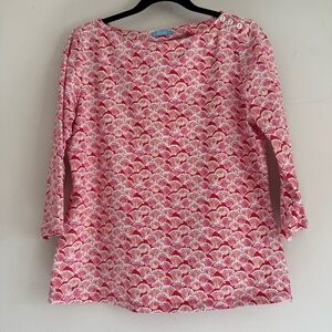 J. McLaughlin Wavesong Top Coral Shell Print